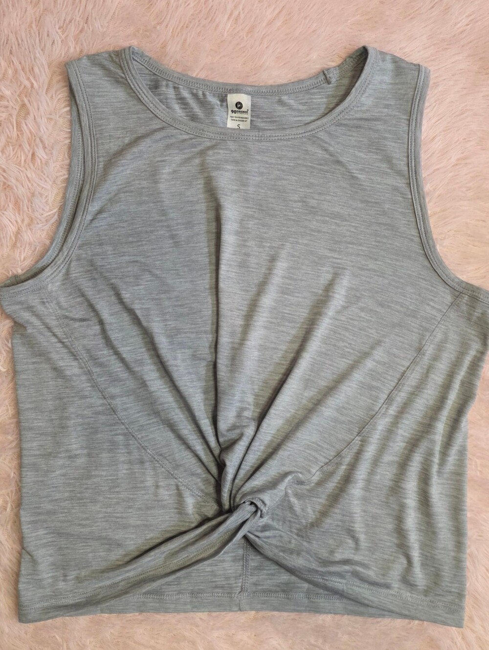 90 Degree by Reflex Waverly Twist Front Crop Tank Heather Gray S EUC